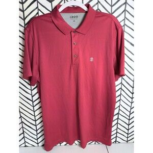 IZOD Red Breathable Short Sleeve Polo Golf Logo Shirt Men’s Large 6000